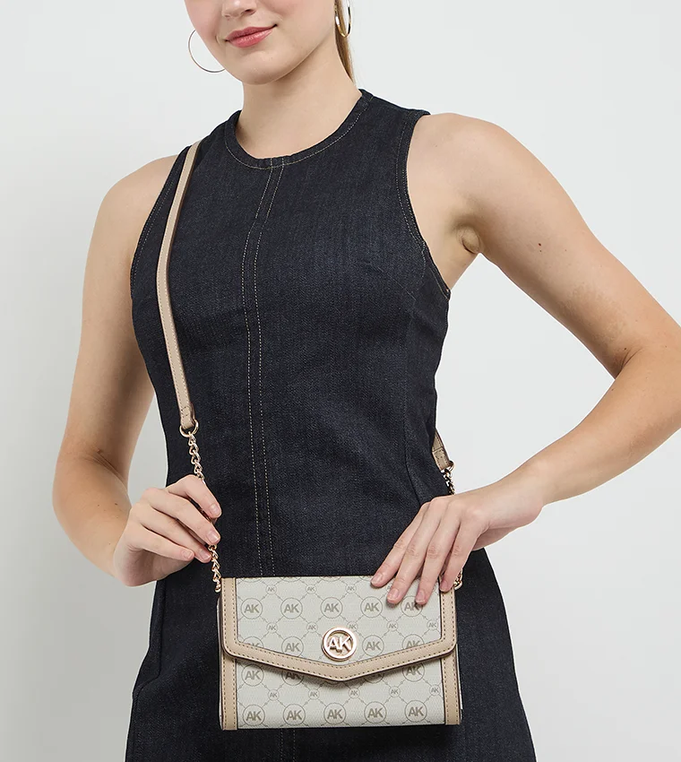 ANNE KLEIN  Anne Klein Monogram Patterned Flap Crossbody Bag for Women | Best Price UAE